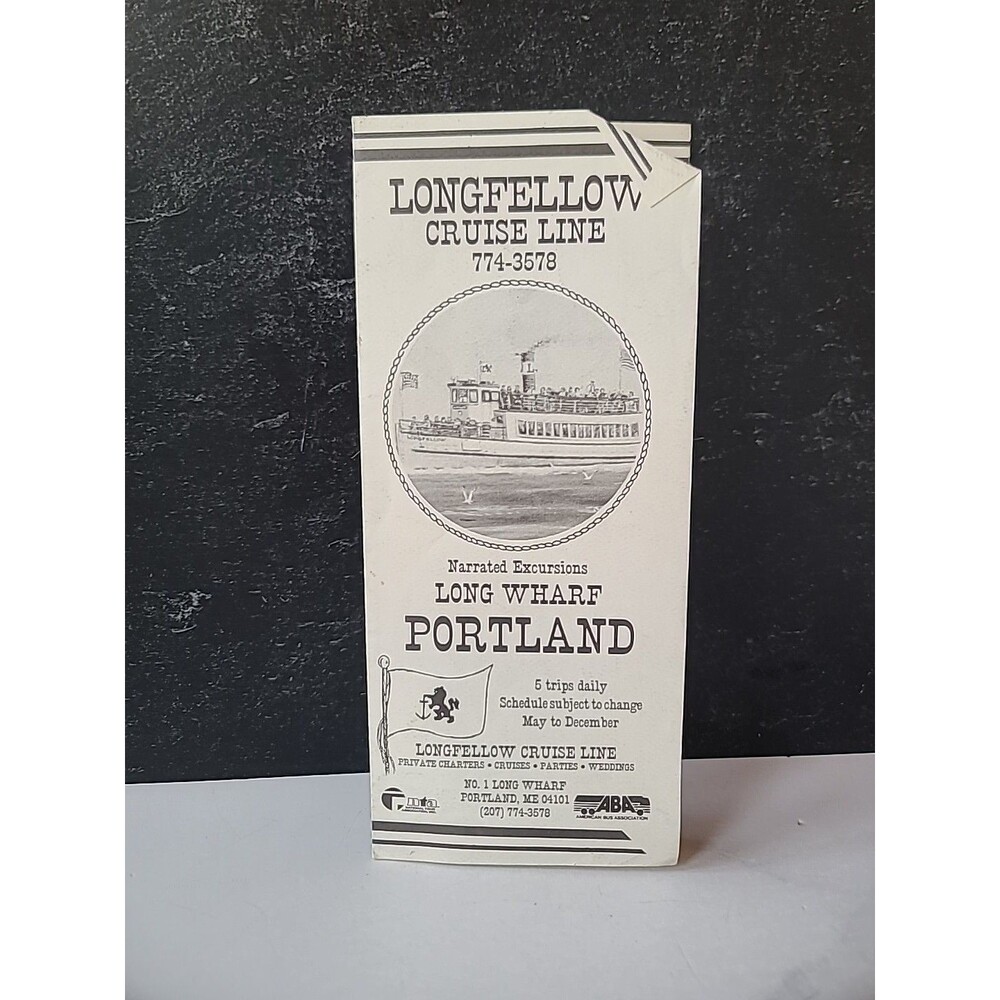 Longfellow Cruise Line Long Wharf Portland Tourist Brochure Vintage